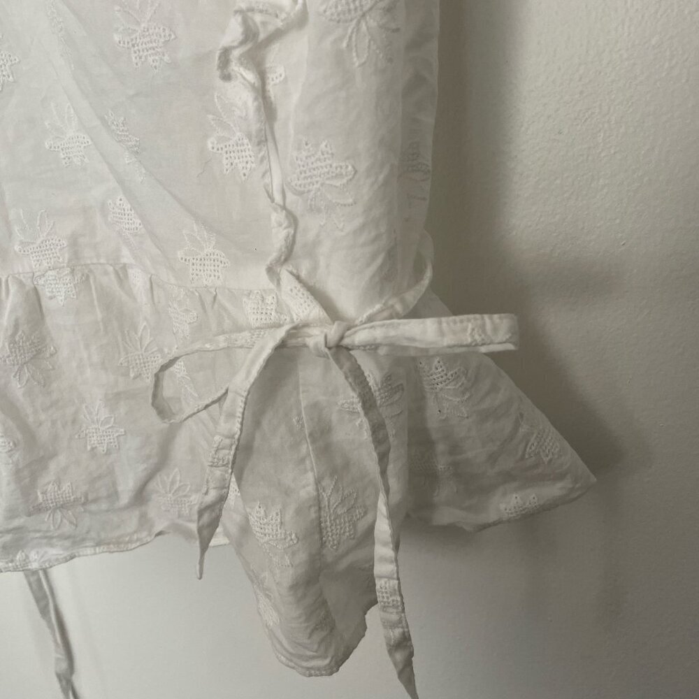 Madewell floral ruffle sleeve with side ties Women's size‎ Medium, white - Picture 5 of 5